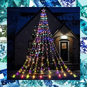 LED ソーラー イルミネーション ライト 電飾 クリスマス 飾り 3.5M 350個LED 8モード ライト ソーラー カーテンライト クリスマスツリー