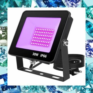 ブラックライト 30W LED投光器 UVライト紫外線投光器 防水IP66 UVレジン 硬化用 3Dモデル乾燥用 パーティー用品 舞台照明 店舗 看板 装飾