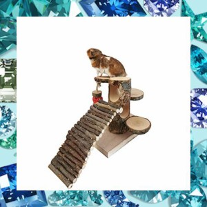 MUYYIKA ハムスター おもちゃ 小動物噛む用おもちゃ 天然木製 階段 あそび道具 かじりき木 遊具 デグー モルモット ハリネズミ チンチラ 