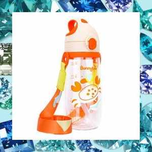 Bunnytoo 子供 ストローボトル 漏れない 水筒 クリアボトル キッズ マグボトル プラスチック製 ワンタッチボトル ワンプッシュボトル 550