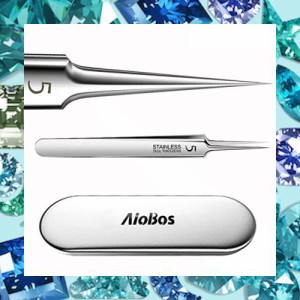 AioBos 角栓ピンセット 角栓取り 精密ピンセット 先端の幅は＜0.05mm ニキビ取り サロン専用黒ずみ取り 収納ケース