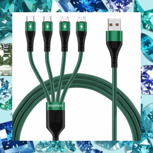 SIQIWO【1.2M/2本組】マイクロ USB ケーブル/Type C ケーブル 3A急速充電ケーブル 2*Micro USB ケーブル/2*タイプC ケーブル対応スマホ 