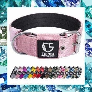 TSPRO タクティカルドッグカラー 1.5インチ幅の犬用カラー 軍用グレードの強力な犬用カラー 太い犬用カラー ヘビーデューティーメタルバ