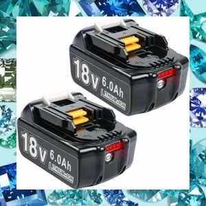 BOTKK 2個セット 互換 マキタ 18V バッテリー BL1860B 18V 6.0Ah 電動工具用 バッテリー 大容量電池LEDデジタル残量表示