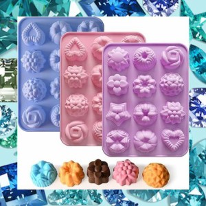 FUZHENTUチョコレート型 ゼリー型 シリコン型 マフィン型 製氷皿 ケーキ型 12種類花型 樹脂 粘土 レジン/シリコン モールド/型 抜き型 キ