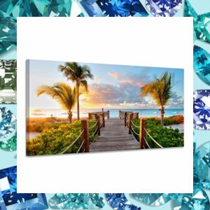 ポスター アートパネル ヤシ 絵画 海 ハワイ 風景画 壁掛け 室内装飾 木枠付きの完成品 (30x60cm x1Pcs)