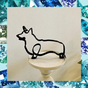 WOWTAC 置物 インテリア おしゃれ 雑貨 韓国 DOG ARTワイヤーアート かわいい犬 イヌ 抽象 オブジェ アイアン モダン (コーギー)