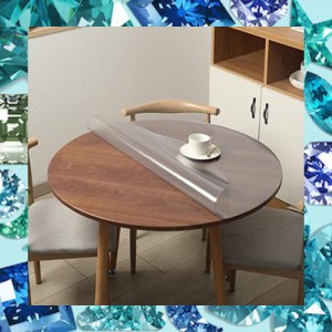 XinGe 円形 テーブルマット テーブルクロス 直径95cm 円形 ビニール 厚さ1.5mm PVC製 透明 テーブルクロス 汚れ防止 撥水加工 耐熱 定型