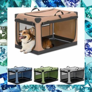 Petsfit 犬用ソフト 犬 クレート 中型犬 小型犬 猫 76Hx50Wx48.5H cm ペットハウス ペットケージ ペットキャリー 犬ケージ 折りたたみ式 