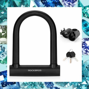 ROCKBROS U字ロック 自転車 鍵 自転車 ロック カギ式 バイクロック 高切断対抗 直径22mm 頑丈 盗難防止 シリコンカバー 固定ブラケット付