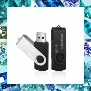 USBメモリ 64GB 2個セット ENUODA USB2.0 フラッシュメモリ 64GB USB メモリスティックー USBメモリー 64ギガ 回転式 データ送信 Windows