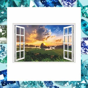 偽窓ステッカー 窓ポスター 3D 立体 ステッカー 壁紙シール 風景ステッカー 剥がせる 防水 海 ビーチ ヤシの木 壁飾 自然風景 壁飾り絵 