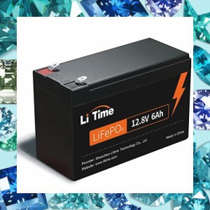 LiTime 12V6Ahリン酸鉄リチウムイオンバッテリー 4000サイクル以上 LiFePO4 充電式 ディープサイクルバッテリー 6ABMS付き 魚群探知機 釣