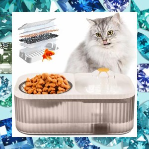 TODDLT 猫 水飲み器 自動給水器 猫 中小型犬用 ペット 給餌＆水飲み一体器 3L大容量 循環式 水飲み器 驚異の静音 高性能フィルター付き(