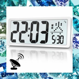 Blueekin デジタル時計 電波 LCD大画面 大型 全視野対応 壁掛け置き兼用 バックライト付き 目覚まし時計 大音量 タイマー機能 掛け時計 