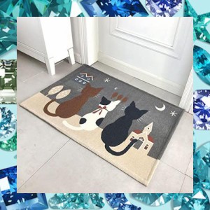 玄関マット ねこ柄 ラグマット 猫柄 室内 屋内 おしゃれ かわいい カーペットリビング対応 キッチンマット 洗面所マット 玄関まっと 洗え