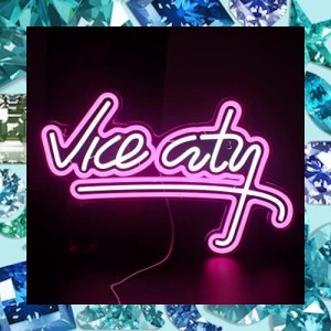 wanxing Vice City ネオンサイン 英文字 LED ネオンライト インテリア 壁飾り バー パブ 居酒屋 パーティー 壁掛け 飾り USB給電 ピンク 