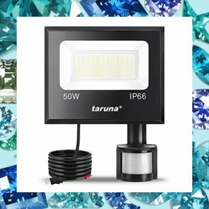taruna 50Wセンサーライト LED投光器 コンセント式 屋外 人感センサー 作業灯 防犯ライト IP66 LED 昼光色 6500K 100V適用 薄型 広角ライ