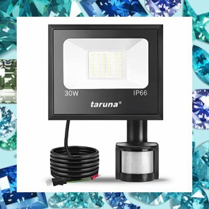 taruna 30Wセンサーライト LED投光器 コンセント式 屋外 人感センサー 作業灯 防犯ライト IP66 LED 昼光色 6500K 100V適用 薄型 広角ライ