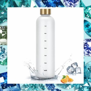 水筒 1リットル タイムマーカー付きウォーターボトル 1000ml プラスチック 水筒 大容量 ウォーターボトル 水筒 洗いやすい 登山 水筒 ド