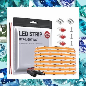 BTF-LIGHTING FCOB COB LEDテープライト 高密度 フレキシブル LEDテープライト 5M 480LEDs/m 2400LEDs/5m オレンジ 幅8mm ストリップライ
