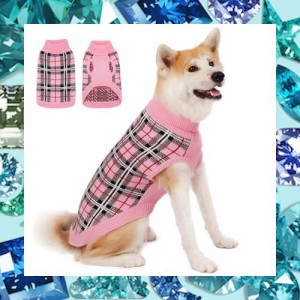 ThinkPet 大型犬用セーター - 大型犬用犬用クリスマスセーター 女の子 男の子 - 犬用服 ニット 暖かい 柔らかい 寒い季節用 (千鳥格子ピ