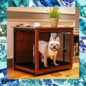 Shinyever 犬 サークル ウッディサークル 犬 ゲージ 屋根付き 木製 犬 ゲージ 小型犬 幅60×奥行46×高さ60cm 中小型犬用 家具調 ペット