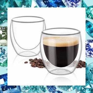 ComSaf ダブルウォール グラス タンブラー グラス コップ 250ml 二重構造 保温 保冷 耐熱 コーヒーカップ コーヒー ミルク ジュース 電子