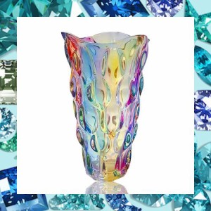 Fukolilili鮮花ガラス花瓶現代ファッション北欧花瓶24cm広口カラフル花瓶、結婚式食卓インテリア装飾品 (多彩)