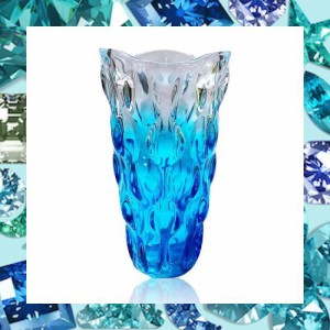 Fukolilili鮮花ガラス花瓶現代ファッション北欧花瓶24cm広口カラフル花瓶、結婚式食卓インテリア装飾品 (グラデーション青)