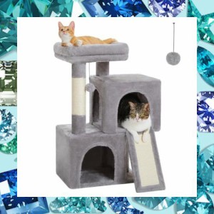 PAWZ Road キャットタワー 低め 低い ミニ コンパクト 爪研ぎ 麻紐 猫タワー 小型 据え置き 猫ハウス2つ おもちゃ 多機能 省スペース シ