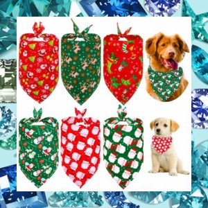 犬 バンダナ クリスマス飾り ペットバンダナ 6枚セット VIPITH 犬用 ペット用唾液タオル 簡単脱着式 サイズ調整可能 水洗い可 三角スカー