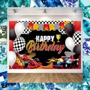 レーシングカー バースデー タペストリー スポーツカー 誕生日 飾り付け バースデー フォトポスター レーシングカー 誕生日 写真背景 Hap