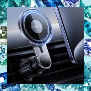 【透明ガラスパネル】Lamicall MagSafe対応 車 スマホホルダー : マグセーフ 車 ホルダー マグネット スマホスタンド エアコン 車載スマ
