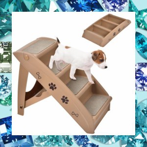 GYMAX 犬用ステップ ドッグステップ 4段 高さ50cm 犬用スロープ 犬用踏み台 犬用階段 ペット用階段 ペット用ステップ ペット用踏み台 犬