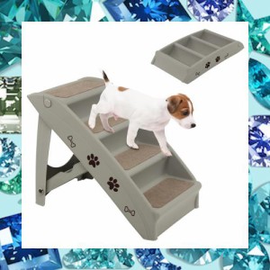 GYMAX 犬用ステップ ドッグステップ 4段 高さ50cm 犬用スロープ 犬用踏み台 犬用階段 ペット用階段 ペット用ステップ ペット用踏み台 犬