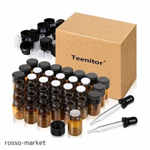 Teenitor 遮光瓶 2ml 精油小分け アロマオイル保存用遮光瓶 36本セット スポイト付け 遮光ビン アロマ保存容器 精油瓶 遮光ガラス瓶 茶色