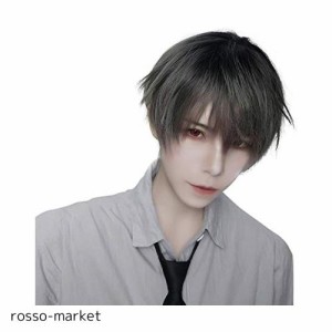 IOZO メンズ ウィッグ ショート フルウィッグ ミディアム 黒 かつら エクステ mens’wig 男装 学生 面接 仕事 紳士 変装 クリスマスコス 