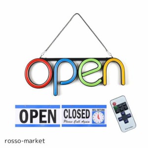 OPEN看板 LED OPEN SIGN オープン クローズ OPEN＆CLOSED時間付き 点滅設定可 カフェ 喫茶店 レストラン バー 居酒屋 インテリアショップ