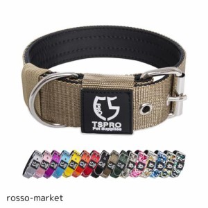 TSPRO タクティカルドッグカラー 1.5インチ幅の犬用カラー 軍用グレードの強力な犬用カラー 太い犬用カラー ヘビーデューティーメタルバ