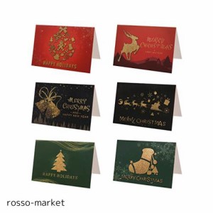 Kesote クリスマスカード メッセージカード 24枚セット 封筒付き グリーティングカード お祝いカード キラキラ 6デザイン クリスマスツリ