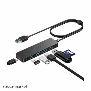 Aceele USB ハブ 5ポート USB 3.0 ハブ Type-C 給電用ポート付きPS4対応 65cm 軽量 コンパクト5Gbps高速データ転送 usb hub 在宅勤務USB