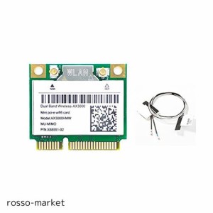 Wi-Fi 6 AX3000HMW 3000Mbps Bluetooth5.2ハーフミニPCI-EネットワークWlan WIFIカード、ワイヤレス802.11ax / acデュアルバンド2.4Ghz /