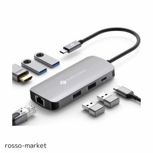 NOVOO 7-in-1 4K@60Hz HDMI USB C 3.0 ハブ Type-C アダプター 4K@60Hz HDMI / 3*USB-A 3.0+USB-A 2.0 / ギガビットイーサネット / PD100