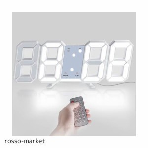 Bestglob デジタル時計 LED時計 壁掛け時計 明るさ調節 3D LED CLOCK 置き時計 目覚まし時計 スヌーズ機能 アラーム3組 年/月/日温度表示