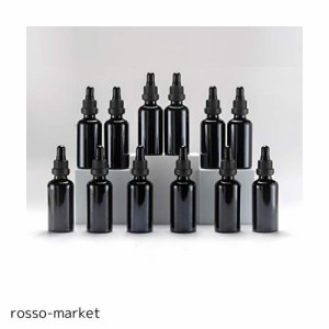 Yizhao遮光瓶スポイト50ml黒、アロマオイル保存容器 精油瓶 ガラススポイトボトル, 為に エッセンシャルオイル、精油小分け、マッサージ
