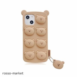 YUYIB iPhone13 用 ケース シリコン かわいい キャラクター くまちゃん 立体効果 耐衝撃 傷防止 レンズ保護 ソフト 携帯カバー アイフォ