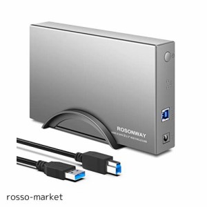 ROSONWAY HDD ケース 3.5インチUSB3.0 外付けハードディスクアルミ製 ドライブケース SATA接続 最大16TBをサポートUASP 自動スリープ機能