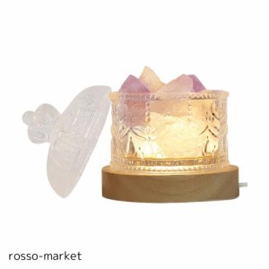 HIGHAWKアロマランプ ベッドサイド ライト クリスタル LED ガラス瓶 睡眠ライト 蓋付き ランプ usb アロマ用 照明 空気浄化 ランプ台座(