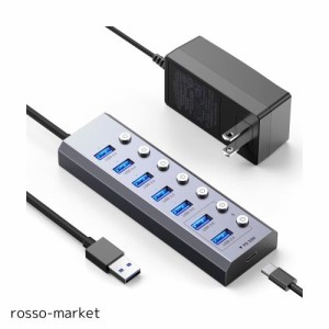 Elecife USB ハブ 8IN1 USB 3.0 Hub 7ポート+ 1USB C PD急速充電ポート 2023 改良 5Gbps高速 USB拡張 USBポート 増設 セルフパワー/バス